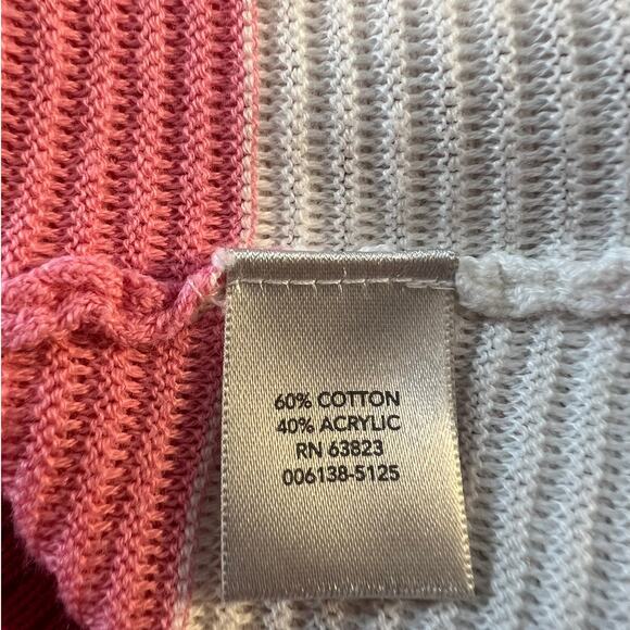 Christopher & Banks Women's Cardigan Sweater Blue White Pink Stripes Size M - Picture 5 of 6